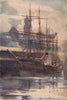Kingston Dock by John Young-Hunter. Glasgow 1907 old antique print picture