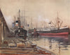 Queen's Dock, South Basin by John Young-Hunter. Glasgow 1907 old antique print