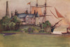 'Henry Bell's Monument & Dunglass Castle' by John Young-Hunter 1907 old print