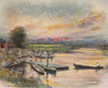 Radley College Boat-House' by Mortimer Menpes. Oxfordshire 1906 old print