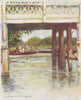 'Goring Bridge' by Mortimer Menpes. Oxfordshire. SMALL 1906 old antique print