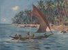 'Cingalese sailing canoe' by Allan Stewart. Sri Lanka 1913 old antique print