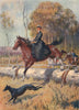 'Kangaroo hunting' by Percy Spence. Australia 1910 old antique print picture