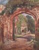 'Astley Castle' by Frederick Whitehead. Warwickshire 1906 old antique print