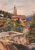 MENTON. 'The old Church, Mentone' by William Scott. Alpes-Maritimes 1907 print