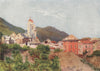 'Laigueglia, near Alassio' by William Scott. Italy 1907 old antique print