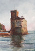 'Old tower, Rapallo' by William Scott. Italy 1907 antique print picture