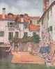 'A squero of boat-building yard' by Mortimer Menpes. Venice 1916 old print