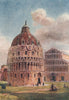 'The Baptistery, Pisa' by William Wiehe Collins. Italy 1911 old antique print