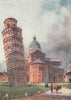 'The Campanile and Duomo, Pisa' by William Wiehe Collins. Italy 1911 old print