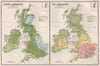 BRITISH ISLES ISOTHERMS. January & July temperature. BARTHOLOMEW 1904 old map