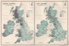 BRITISH ISLES RAINFALL. January & July precipitation. BARTHOLOMEW 1904 old map