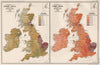 BRITISH ISLES ACRICULTURAL Green & Corn Crops distribution. BARTHOLOMEW 1904 map