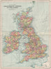BRITISH ISLES. Administrative Counties/County Boroughs. BARTHOLOMEW 1904 map