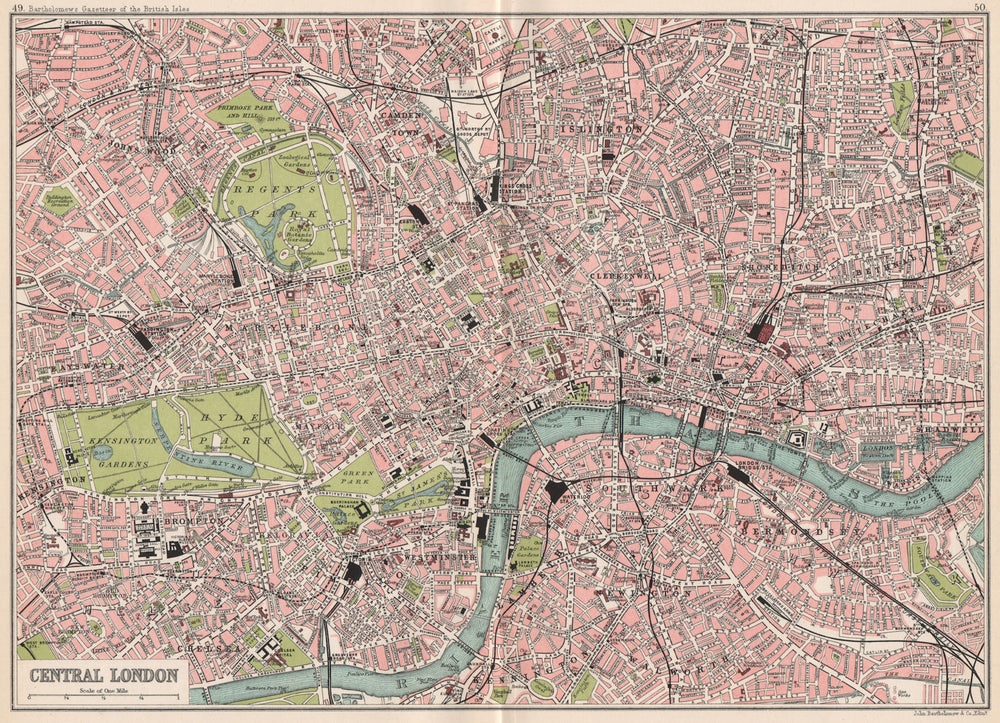CENTRAL LONDON antique town/city plan. BARTHOLOMEW 1904 old map chart