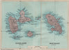 ANTILLES FRANÇAISES. Martinique Guadeloupe. French West Indies vintage map 1927