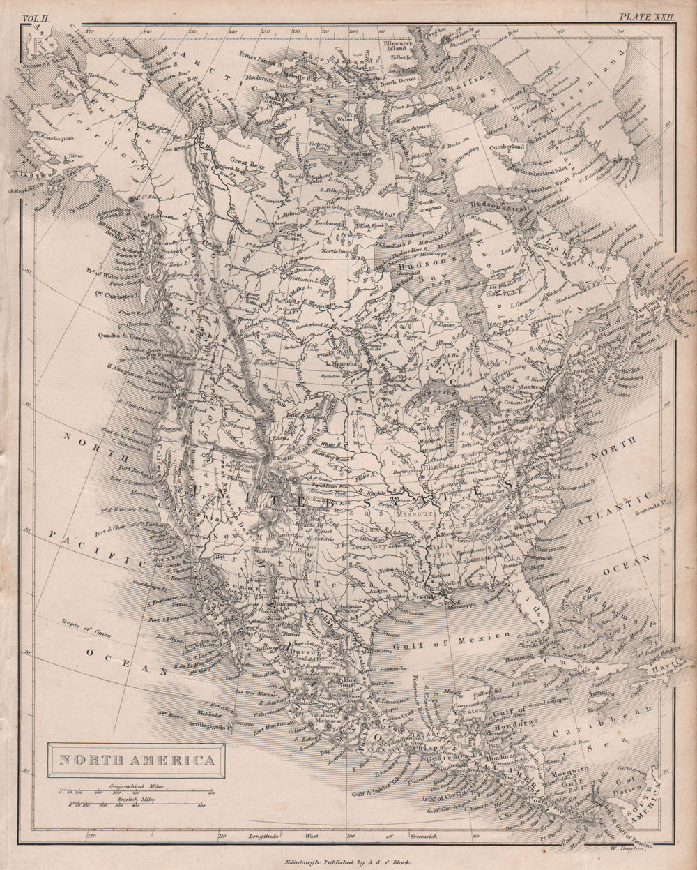 NORTH AMERICA. Russian Alaska. United States Canada Mexico. BRITANNICA 1860 map