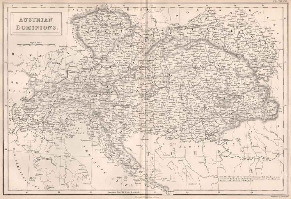 Austrian Dominions/Empire. Austria-Hungary. BRITANNICA 1860 old antique map