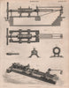 Boring equipment machines. Victorian engineering drawing. BRITANNICA 1860