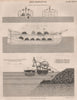 Breakwater construction. Section & Stern views of stone vessels. BRITANNICA 1860