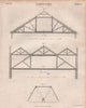 Carpentry. Roof structures 2. BRITANNICA 1860 old antique print picture