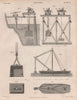 Operation of diving bells. BRITANNICA 1860 old antique vintage print picture
