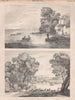 Drawing. Specimens of landscape sketching by Claude. BRITANNICA 1860 old print