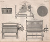 Dyeing. Liquor Tub; padding machine. BRITANNICA 1860 old antique print picture