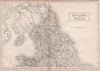 Northern England and Wales showing railways. BRITANNICA 1860 old antique map