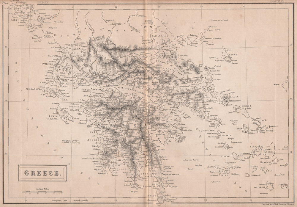 Southern Greece. Peloponnese. BRITANNICA 1860 old antique map plan chart