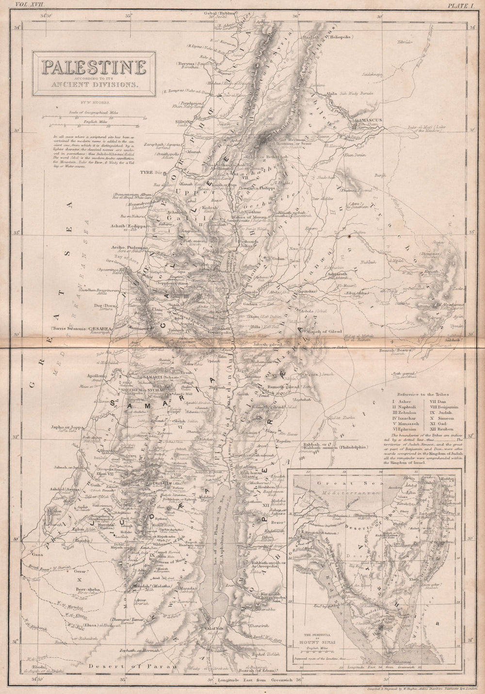 PALESTINE ancient divisions. Modern & scriptural names. BRITANNICA 1860 map