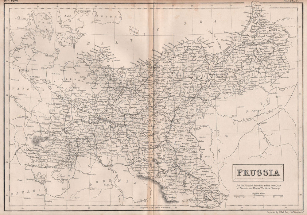 PRUSSIA. Poland Germany Kaliningrad. BRITANNICA 1860 old antique map chart