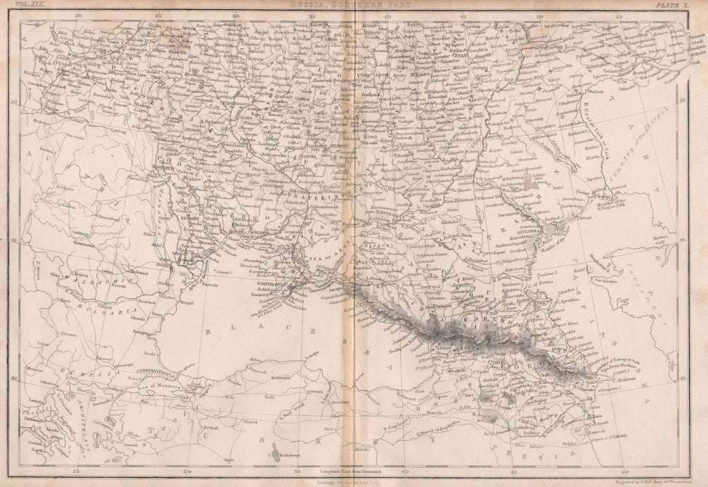 Russia in Europe, southern part. Ukraine Georgia Caucasus. BRITANNICA 1860 map