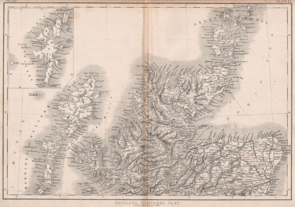 SCOTLAND NORTH. Highlands Western Isles Hebrides Shetlands. BRITANNICA 1860 map