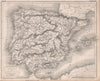 Spain and Portugal. Iberia. Railways. BRITANNICA 1860 old antique map chart