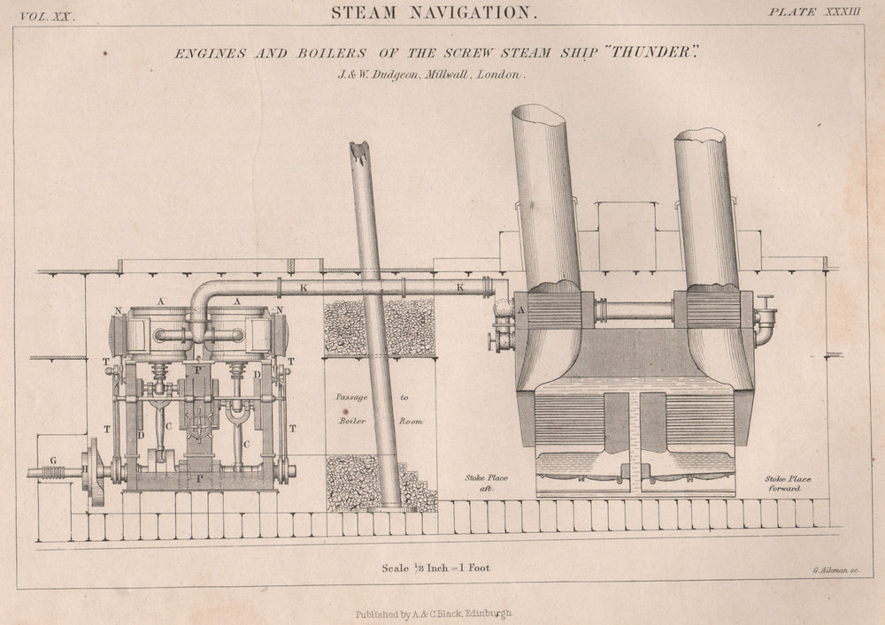 ENGINEERING DRAWING. Engines & Boilers of the Screw Steam Ship "Thunder" 1 1860