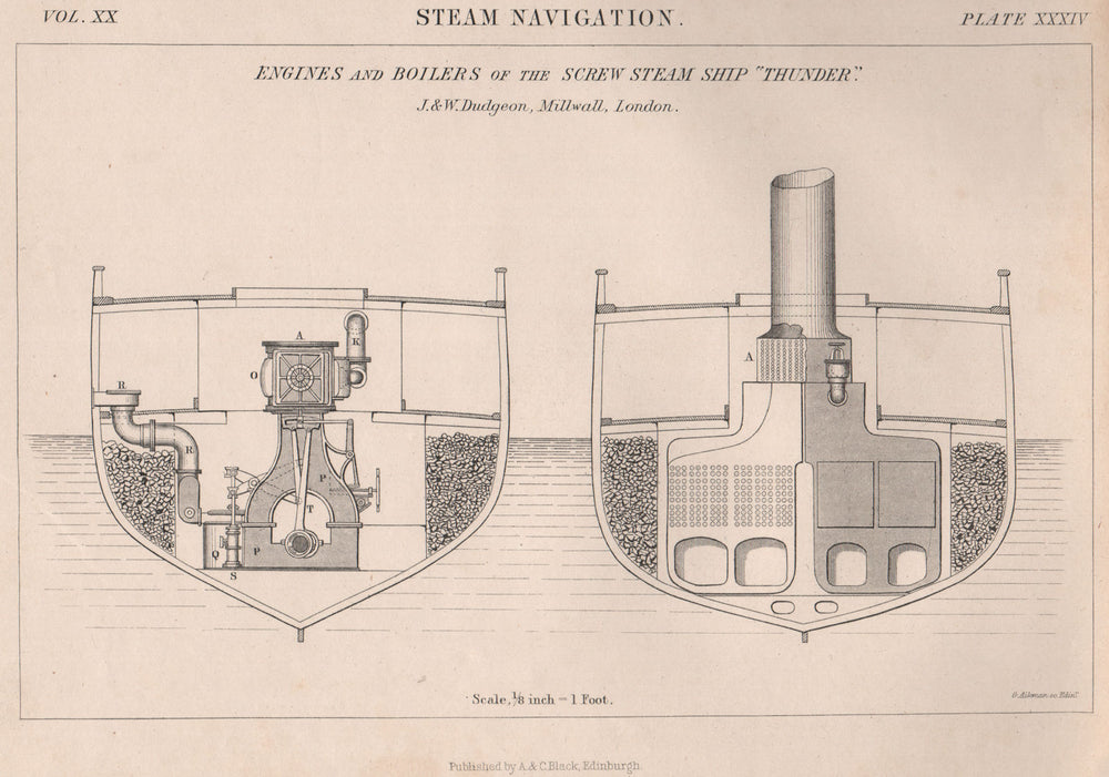 ENGINEERING DRAWING. Engines & Boilers of the Screw Steam Ship "Thunder" 2 1860