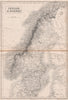 Sweden & Norway. Scandinavia. Railways. BRITANNICA 1860 old antique map chart