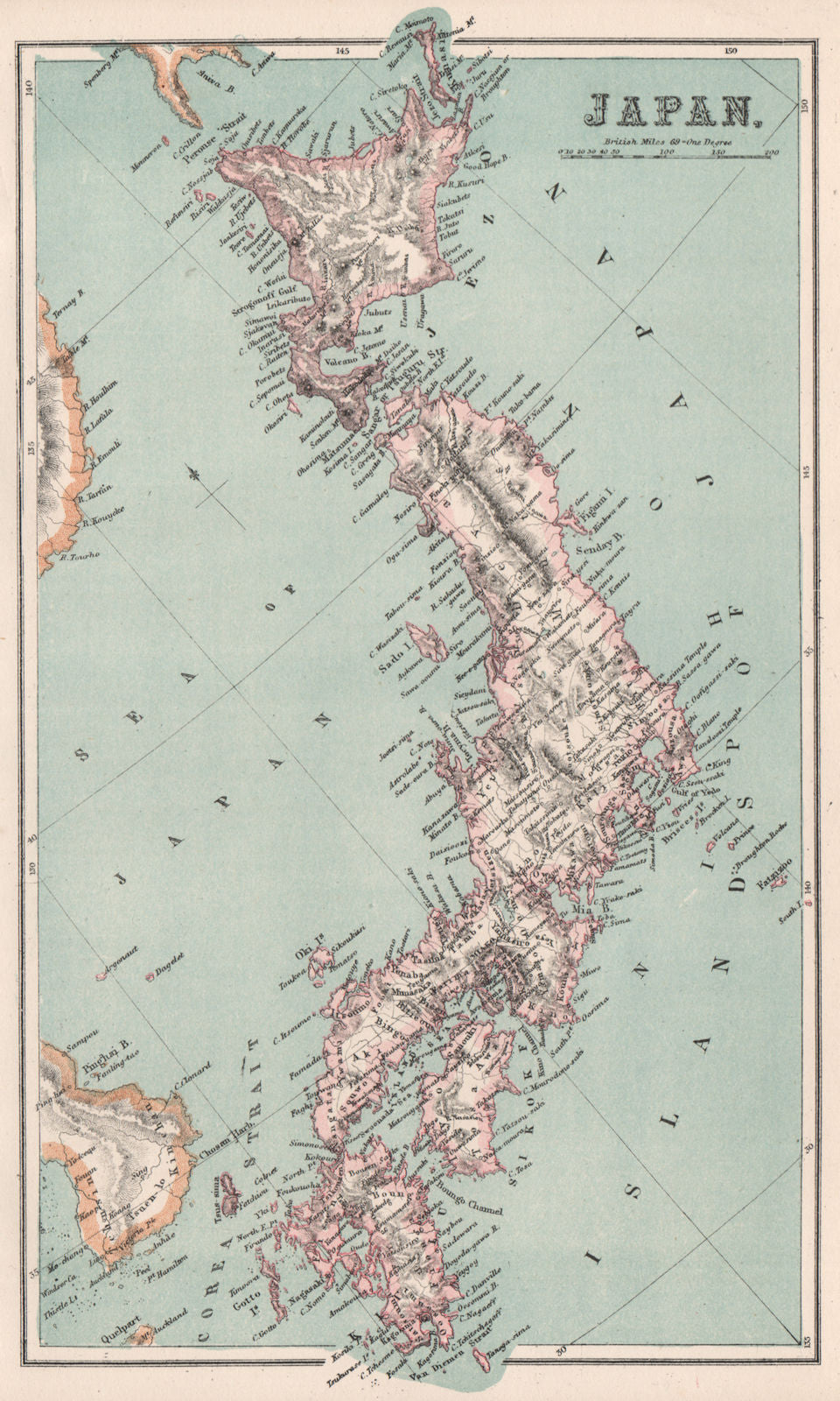 Japan. BARTHOLOMEW 1886 old antique vintage map plan chart