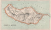Island of MADEIRA. Portugal. BARTHOLOMEW 1886 old antique map plan chart