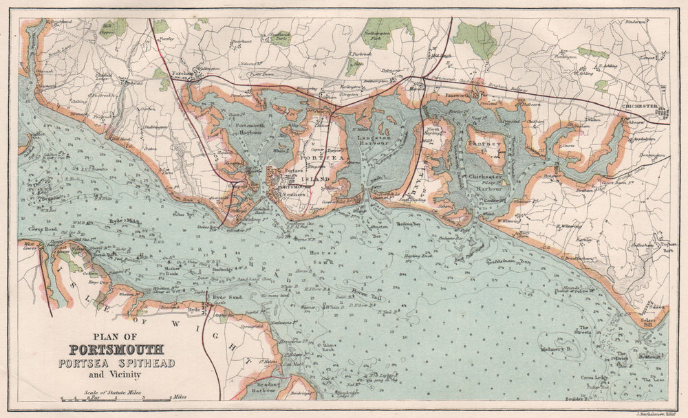 PORTSMOUTH Portsea Spithead & vicinity sea chart. Solent. BARTHOLOMEW 1886 map