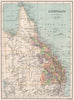Queensland state map with counties. BARTHOLOMEW 1886 old antique chart