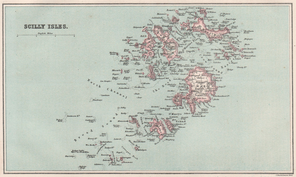 SCILLY ISLES. St Mary's Tresco St Martin's. BARTHOLOMEW 1886 old antique map