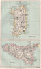 Sardinia & Sicily. Sardegna Sicilia. Italy. BARTHOLOMEW 1886 old antique map