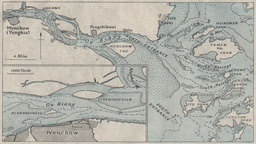 Wenchow/WENZHOU. Kianghsinszu. China. WW2 ROYAL NAVY INTELLIGENCE MAP 1945