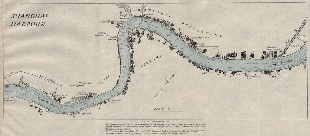 Shanghai harbour. China. WW2 ROYAL NAVY INTELLIGENCE MAP 1945 old vintage