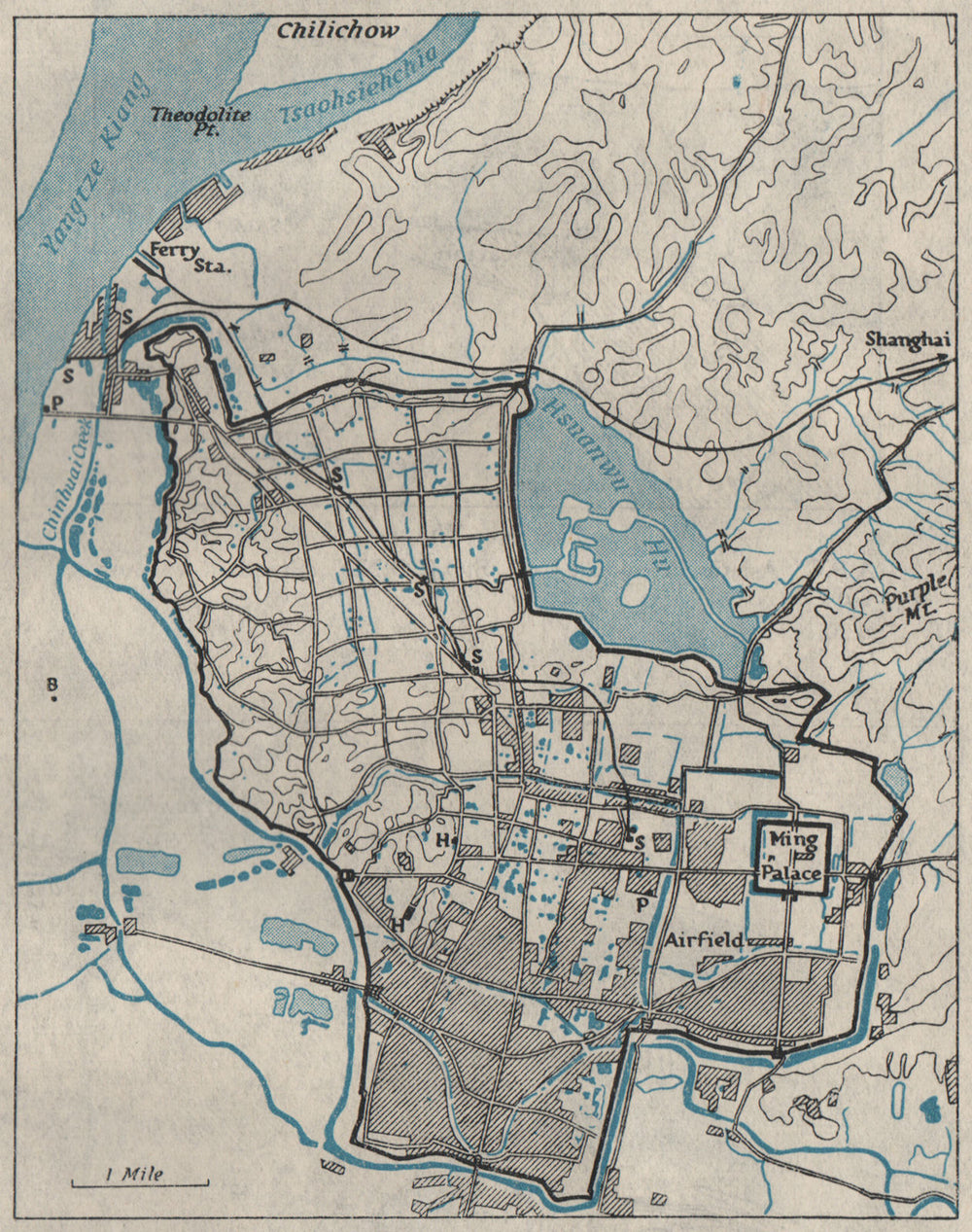 Nanking. NANJING. China. WW2 ROYAL NAVY INTELLIGENCE MAP 1945 old vintage