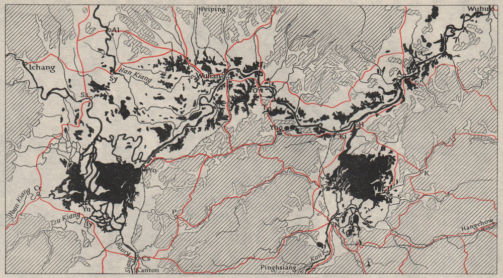 YANGTZE RIVER, Wuhu to Yichang. China. WW2 ROYAL NAVY INTELLIGENCE MAP 1945