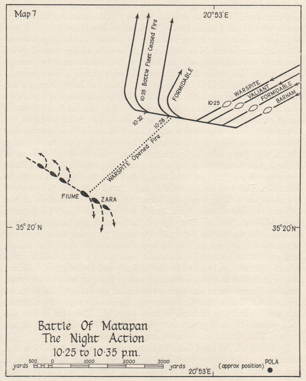 BATTLE OF CAPE MATAPAN 1941. Night action 10.25 to 10.35pm. Greece 1956 map