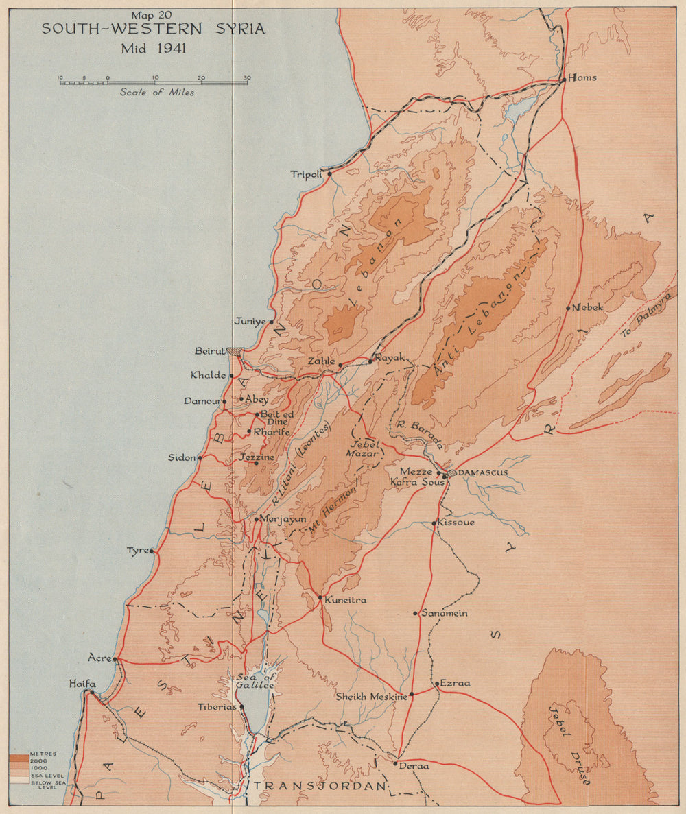 OPERATION EXPORTER 1941. South-Western Syria, mid 1941. Word War 2 1956 map